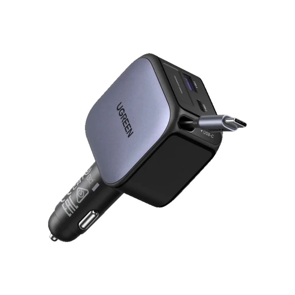UGREEN Nexode EC603 90W USB-A, 2xUSB-C Kfz-Ladegerät mit ausziehbarem Kabel