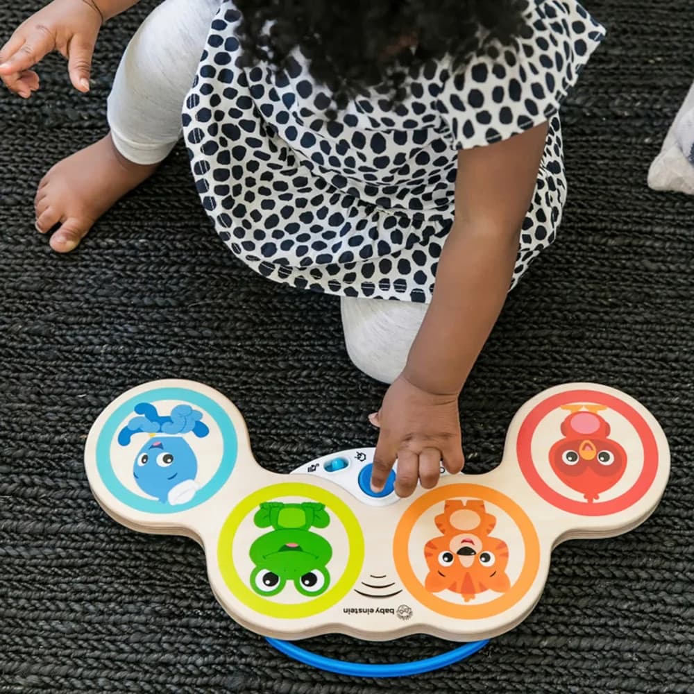Hape Spielzeug-Musikinstrument Baby Einstein Trommel, mit Tiermotive, für Babys und Kleinkinder