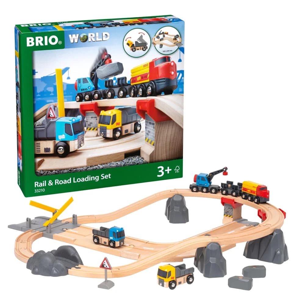BRIO 63321000 BRIO World - Steinverlade Set, Straßen & Schienen