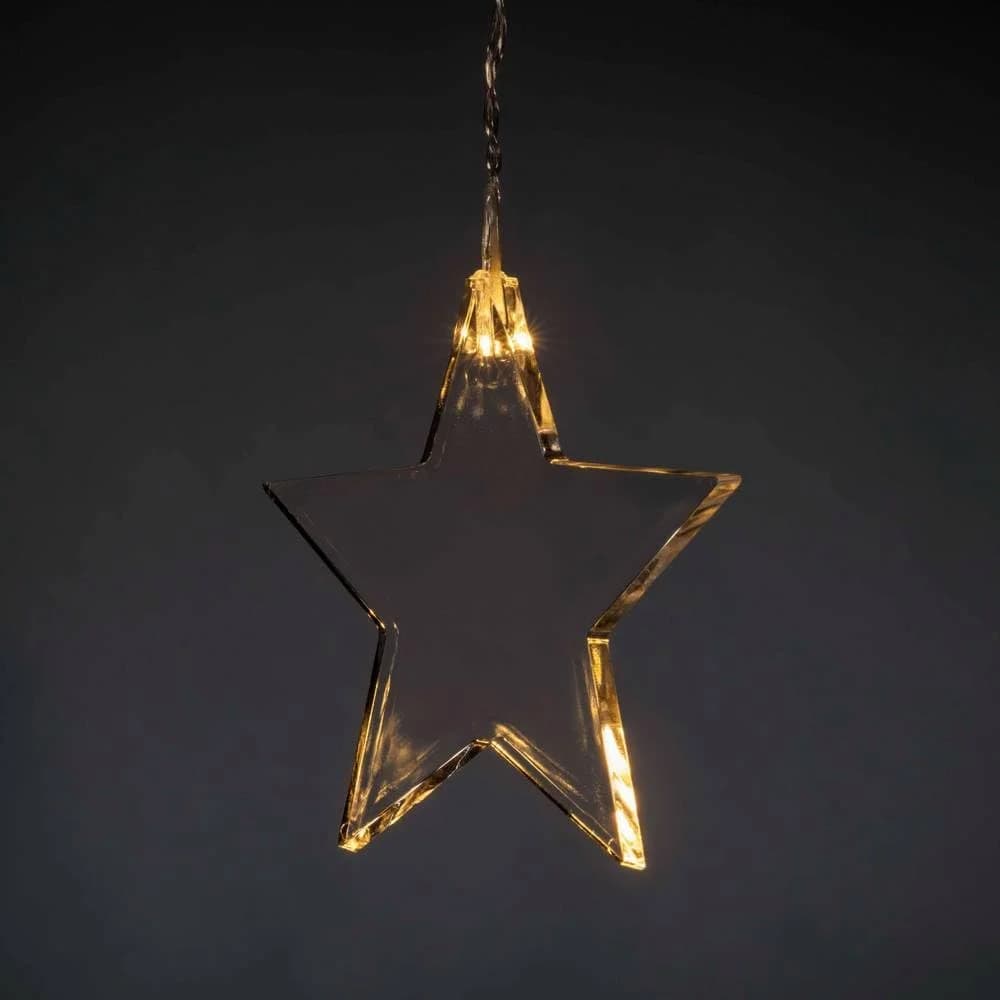 Konstsmide Weihnachtsbeleuchtung LED Lichtervorhang 8 Plexisterne