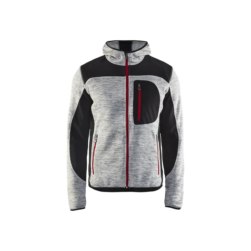 Strickjacke "4930" mit Softshell - L - grau/schwarz