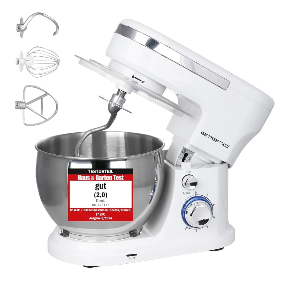 Emerio KM-123117 Küchenmaschine 1000 W 5 l Edelstahl, Weiß
