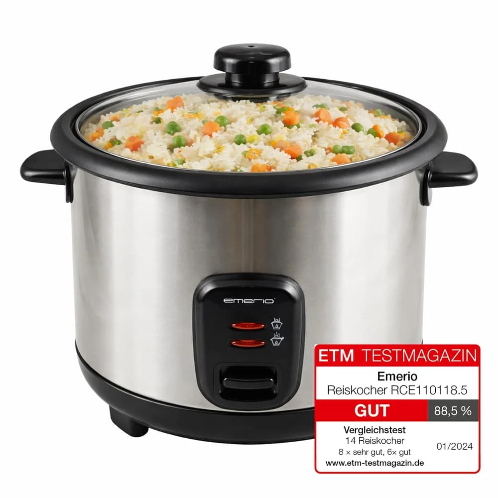 Emerio RCE-110118 Reiskocher 1,5 l 500 W Schwarz, Edelstahl