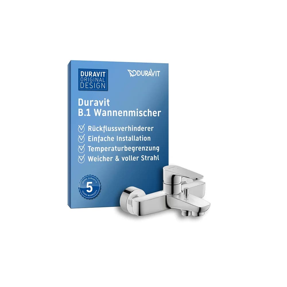 Duravit Wannen-Einhebelmischer B.1 AP, Wandmontage, chrom