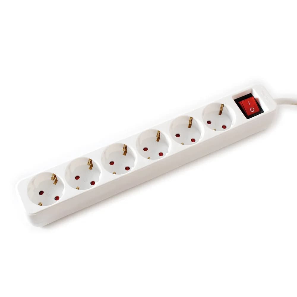 VALUE 6-fach Steckdosenleiste mit Schalter, weiß, 6 m