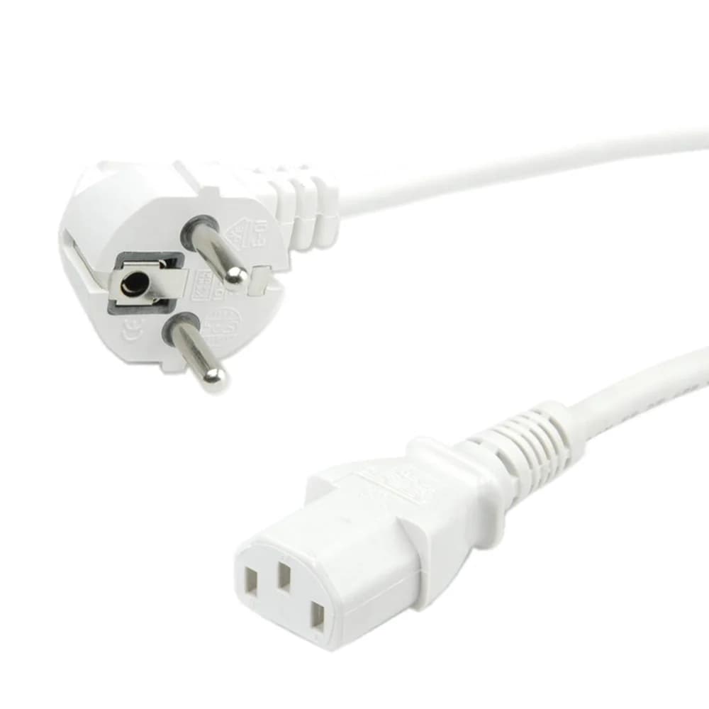 VALUE Netzkabel, CEE7/7-Stecker & IEC-Buchse gerade, weiß, 0,6 m