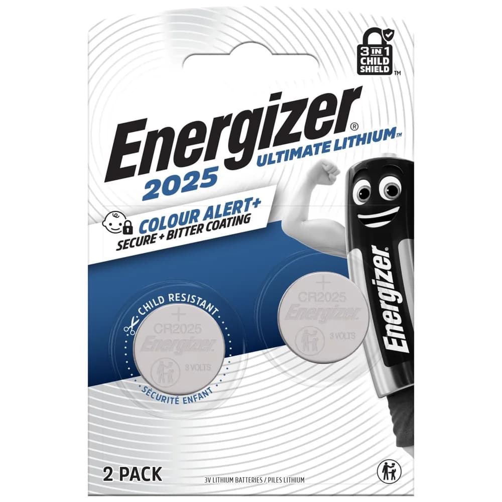 Energizer Knopfzelle CR2025 Kindersicherheit Lithium 2 Stück