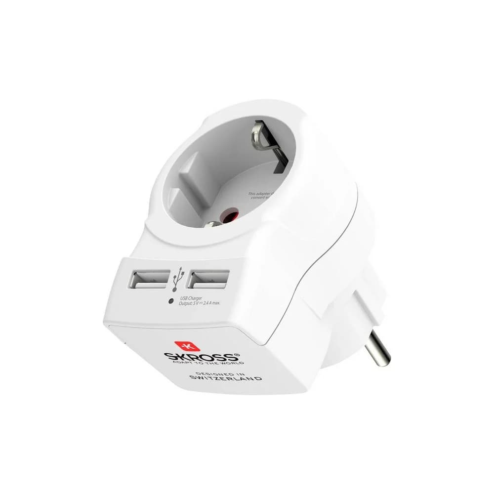SKROSS 1500282 - Zwischensteckdose, SKROSS Europe to Europe, USB