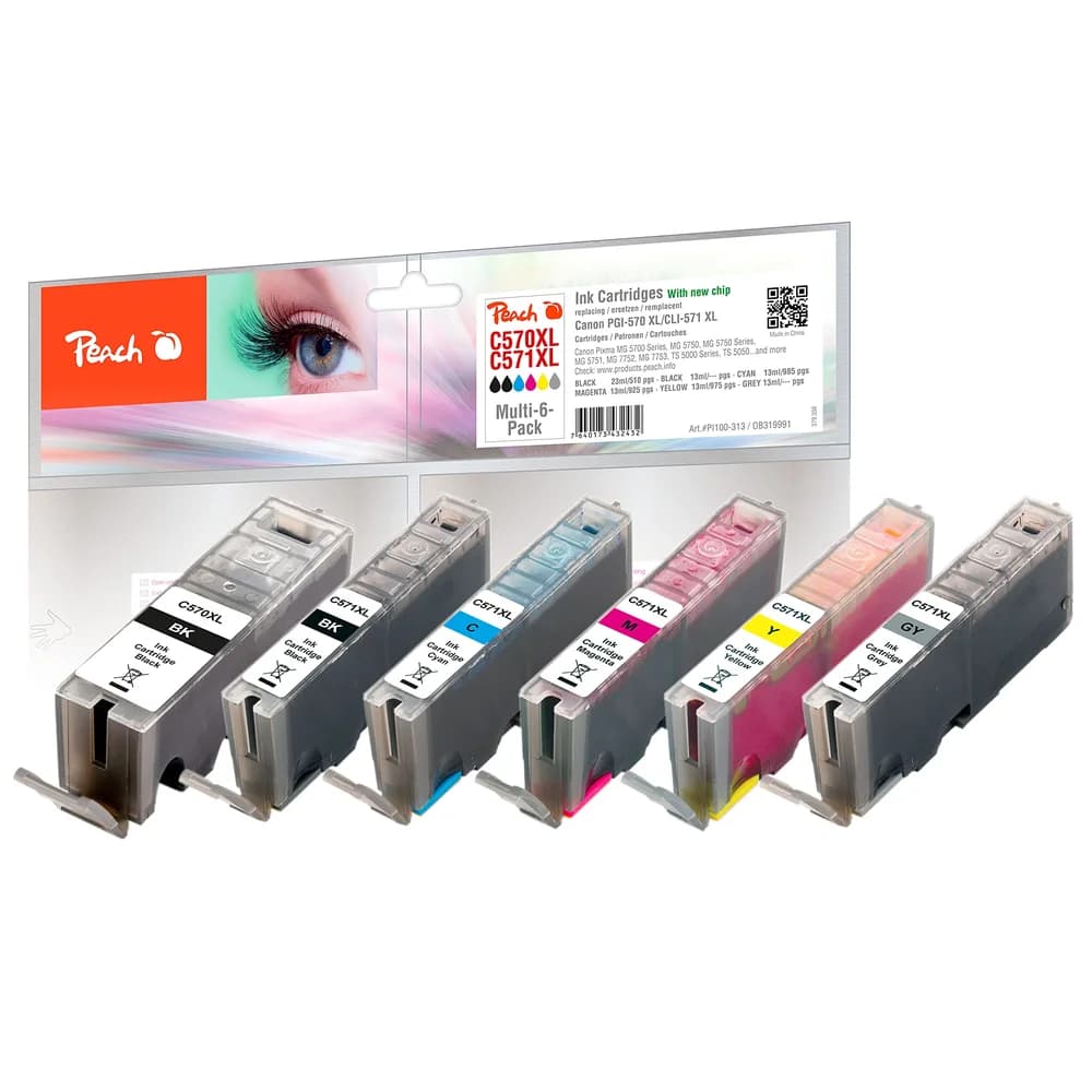 Peach PI100-313 Druckerpatrone Foto schwarz, Foto zyan, Foto grau Tintenpatrone