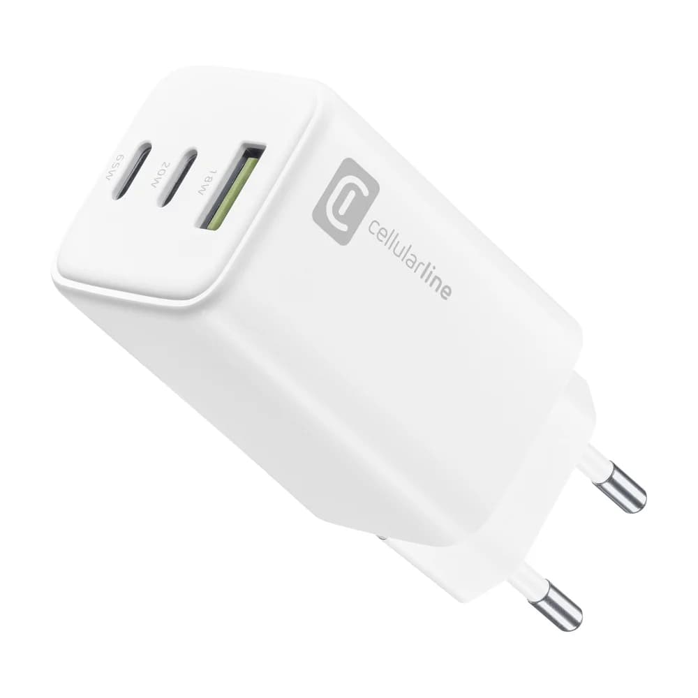 CellularLine Multipower Trio 65W Netzladegerät USB-C Weiss