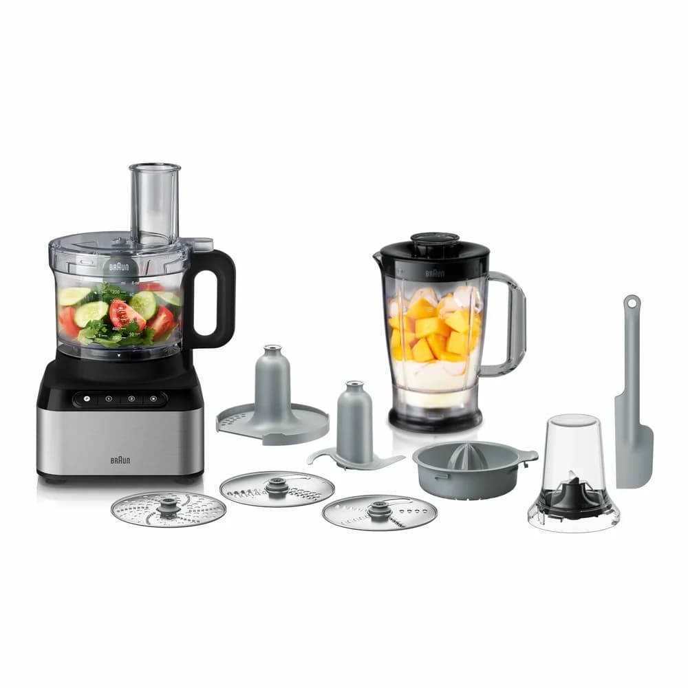Braun FP3233SI PurEase Kompakt-Küchenmaschine schwarz/Edelstahl