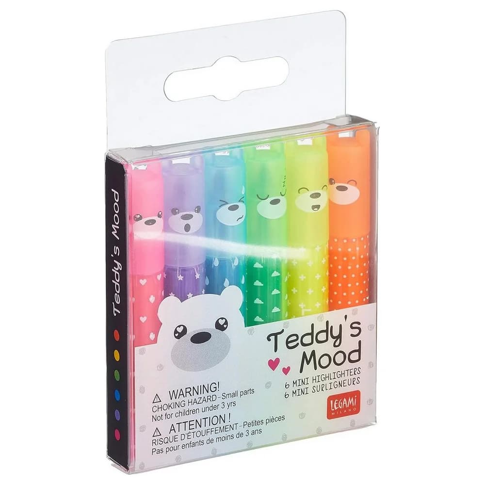 Legami Marker 6er Set Mini Textmarker Teddys Mood bunt