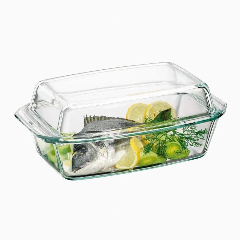 BOHEMIA CRISTAL Schüssel rechteckig mit hohem Deckel 2,8 Liter 33x20cm