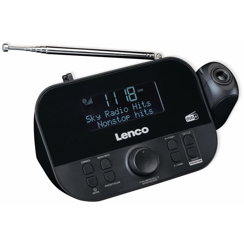 Lenco CR-615BK - DAB+ und FM-Radiowecker mit Zeitprojektion