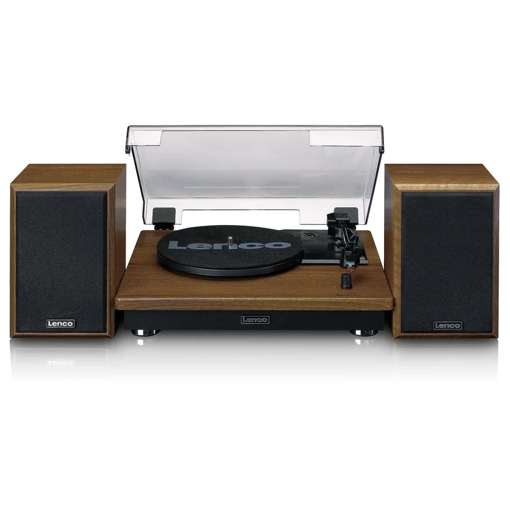LENCO LS-100WD - Plattenspieler, Bluetooth, inkl. 2 Lautsprecher, holz