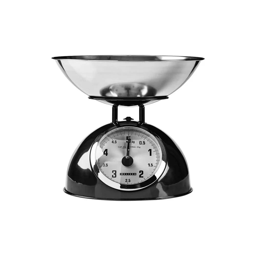 Melissa 16310238 Analoge Küchenwaage Retro bis 5 kg 25 g Schritte Metall Schwarz