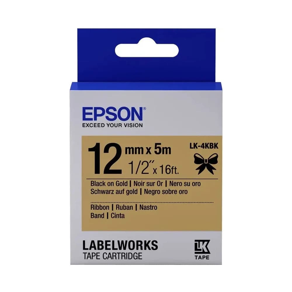 Epson C53S654001 Schriftband LK-4KBK Satinband 12mmx5m schwarz/gold