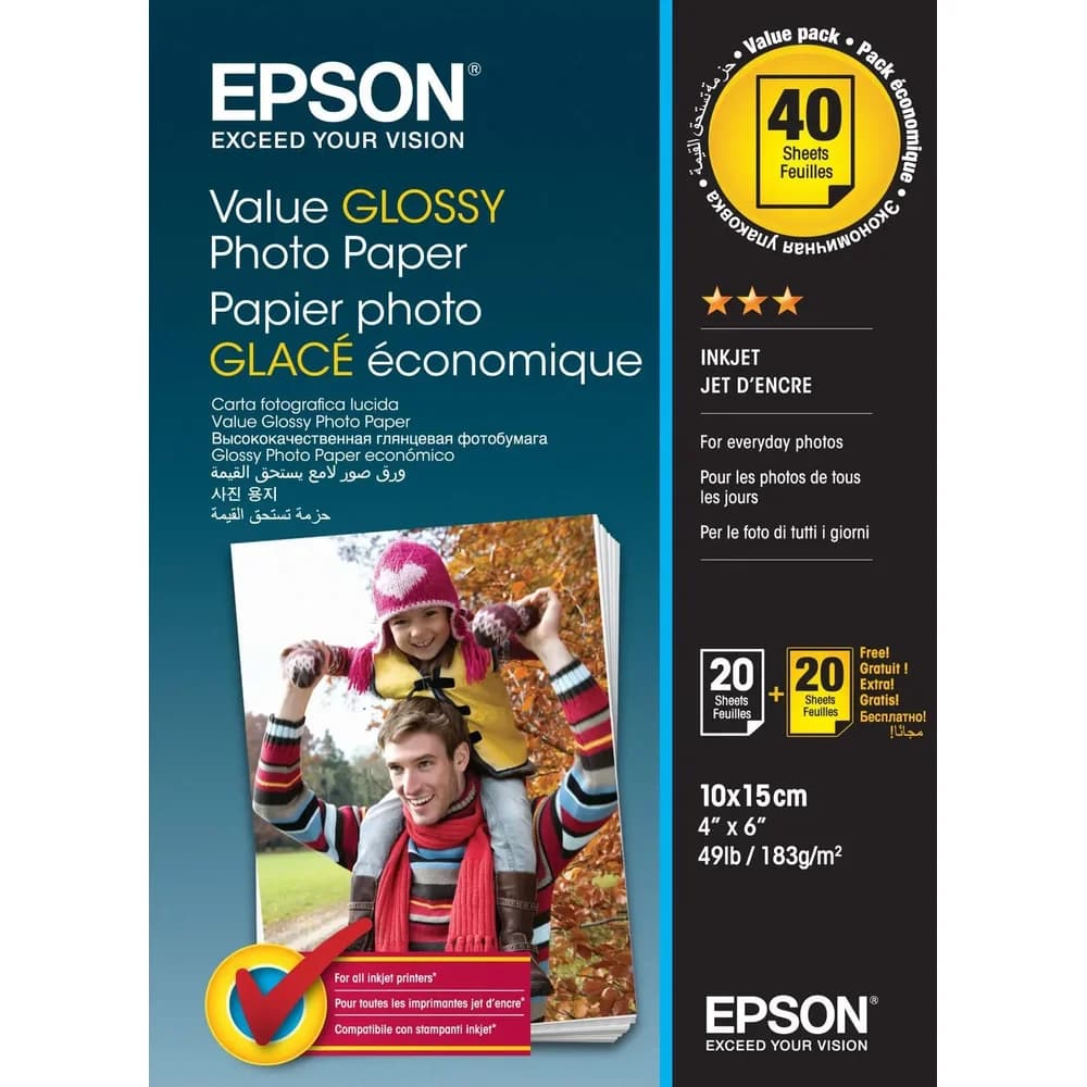 Epson Value Glossy Photo Paper - 10x15cm - 2x 20 Blätter (BOGOF)