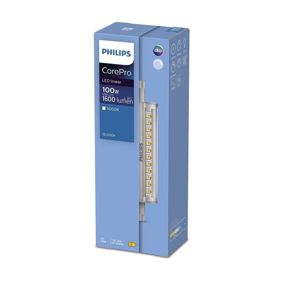 Philips LED Stablampe 118mm CorePro 14W (100W) R7s 830 260° DIM