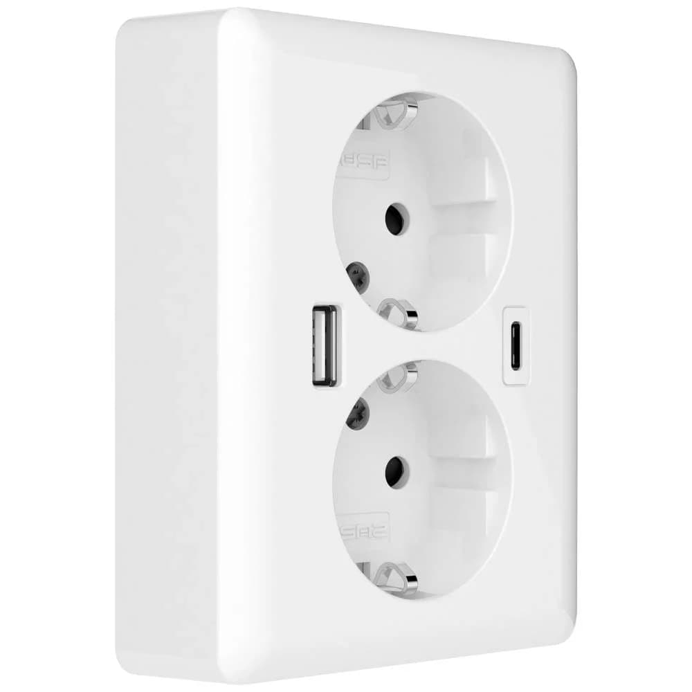 2USB easyCharge DUO 18W A/C Doppelsteckdose - Weiß