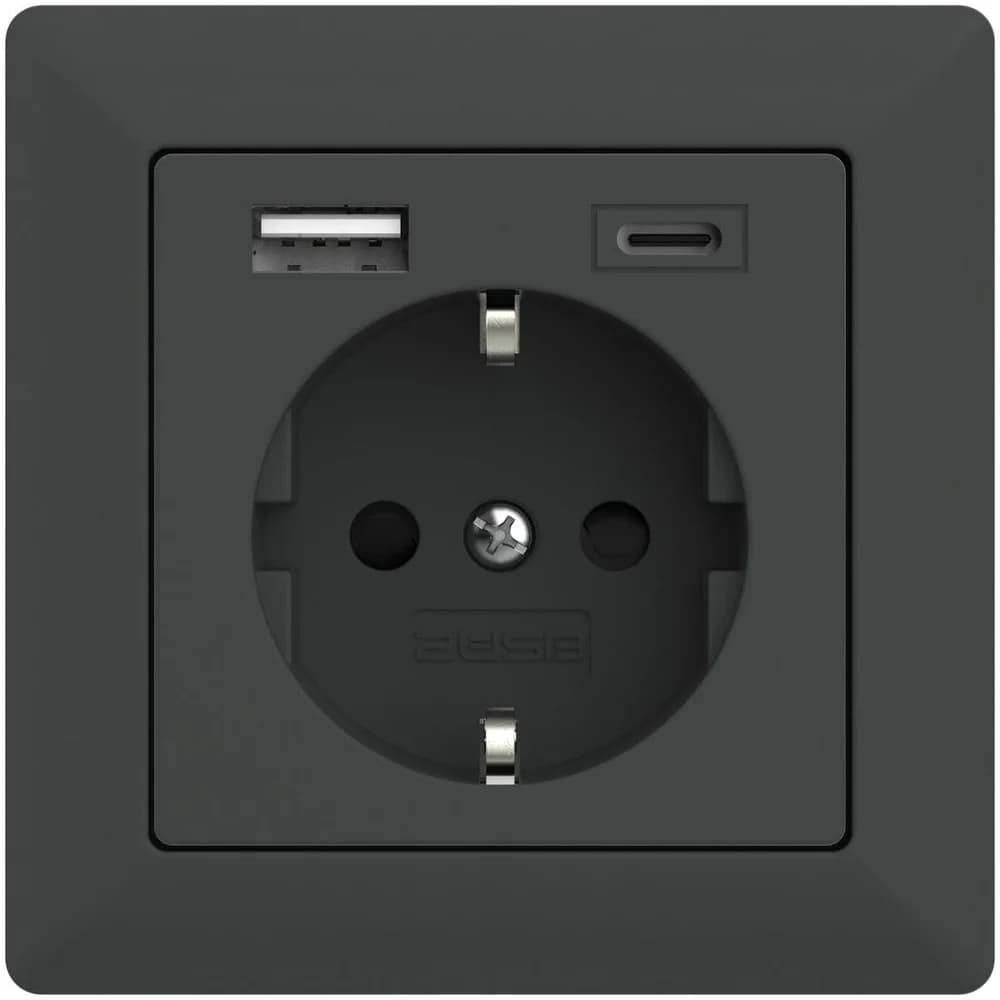 2USB Einbau Steckdose inCharge PRO 55 - USB-A & USB-C 15 W - Grau