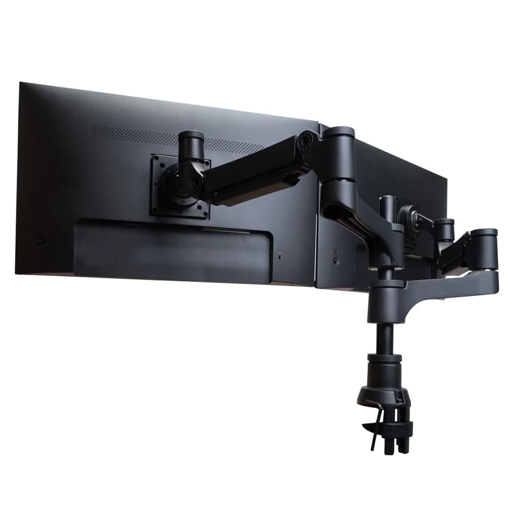 R-GO Tools Monitor-Halterung Monitorarm R-Go Caparo, verstellbarer Doppelmonitorarm mit Gasfeder