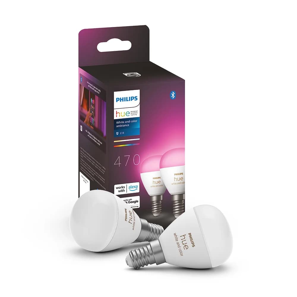 Hue White and Color Ambiance E14 Smart luster bulb (2-pack)