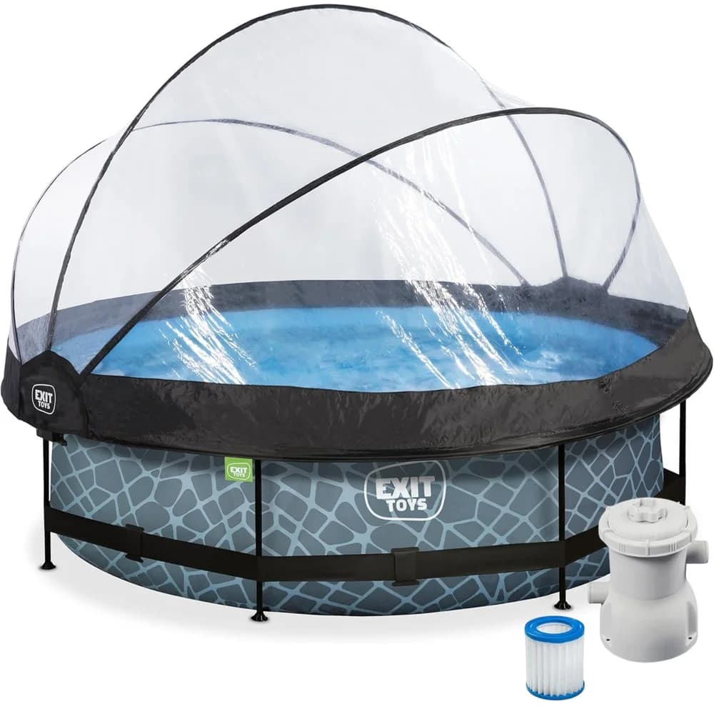 Exit Toys EXIT Stone Pool ø300x76cm mit Filterpumpe und Abdeckung - Grau