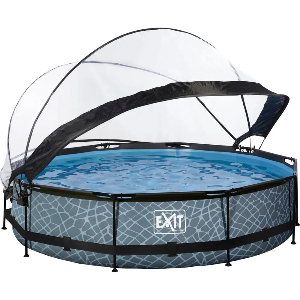 Exit Toys EXIT Stone Pool ø360x76cm mit Filterpumpe und Abdeckung - Grau