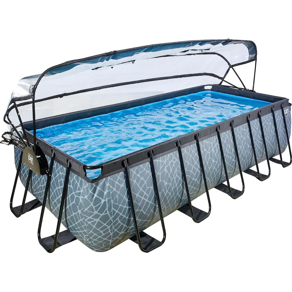 Exit Toys EXIT Stone Pool 540x250x122cm mit Sandfilterpumpe und Abdeckung und Wärmepumpe - Grau