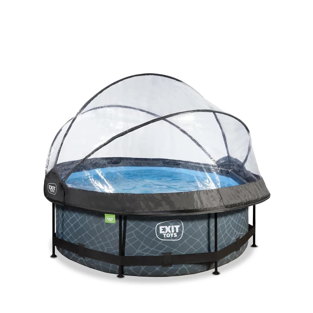 Exit Toys EXIT Stone Pool ø244x76cm mit Filterpumpe und Abdeckung - Grau