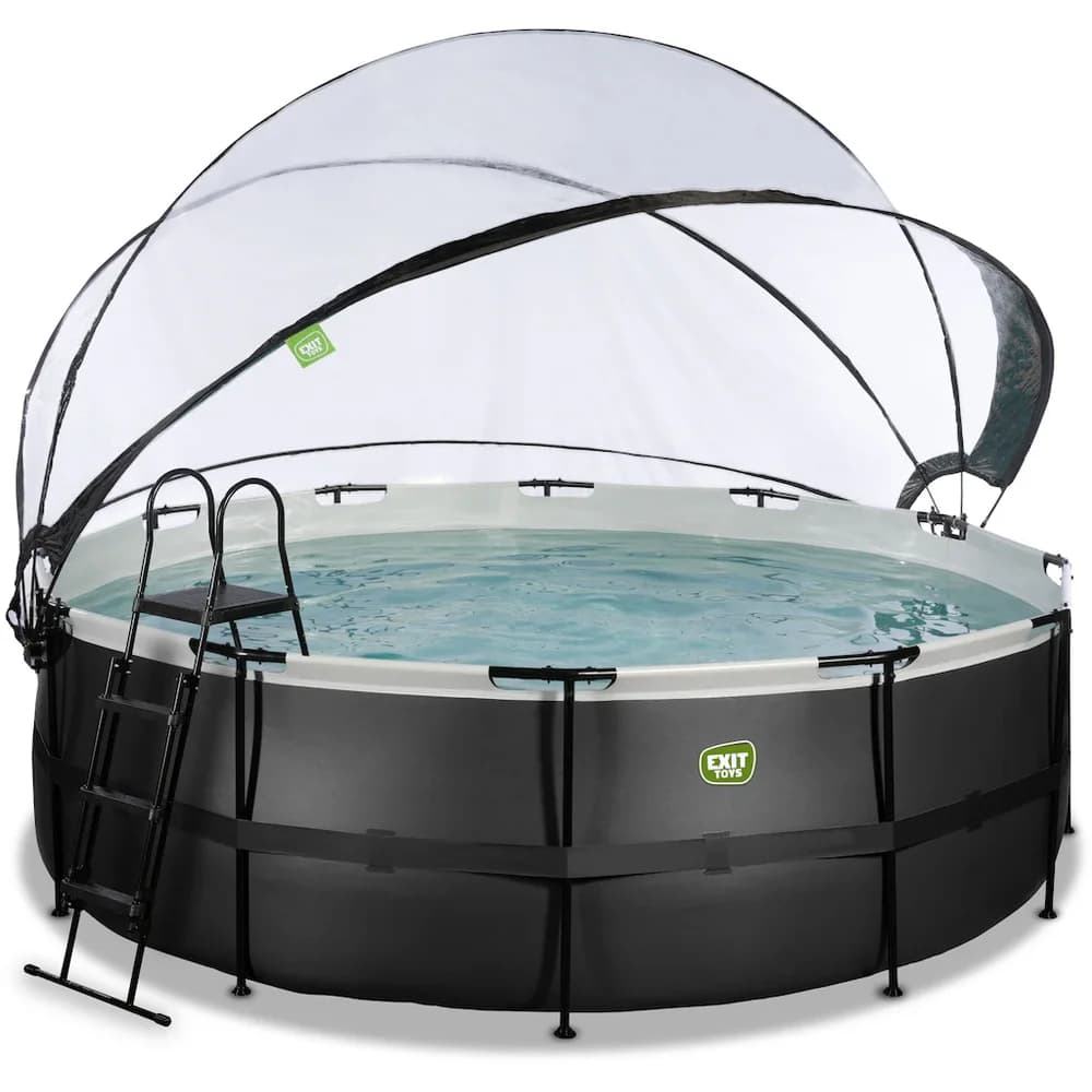 Exit Toys EXIT Black Leather Pool ø427x122cm mit Sandfilterpumpe und Abdeckung - Schwarz