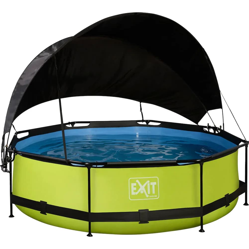Exit Rahmenpool mit Kartuschenfilteranlage und Sonnensegel Ø 300 x 76 cm grün