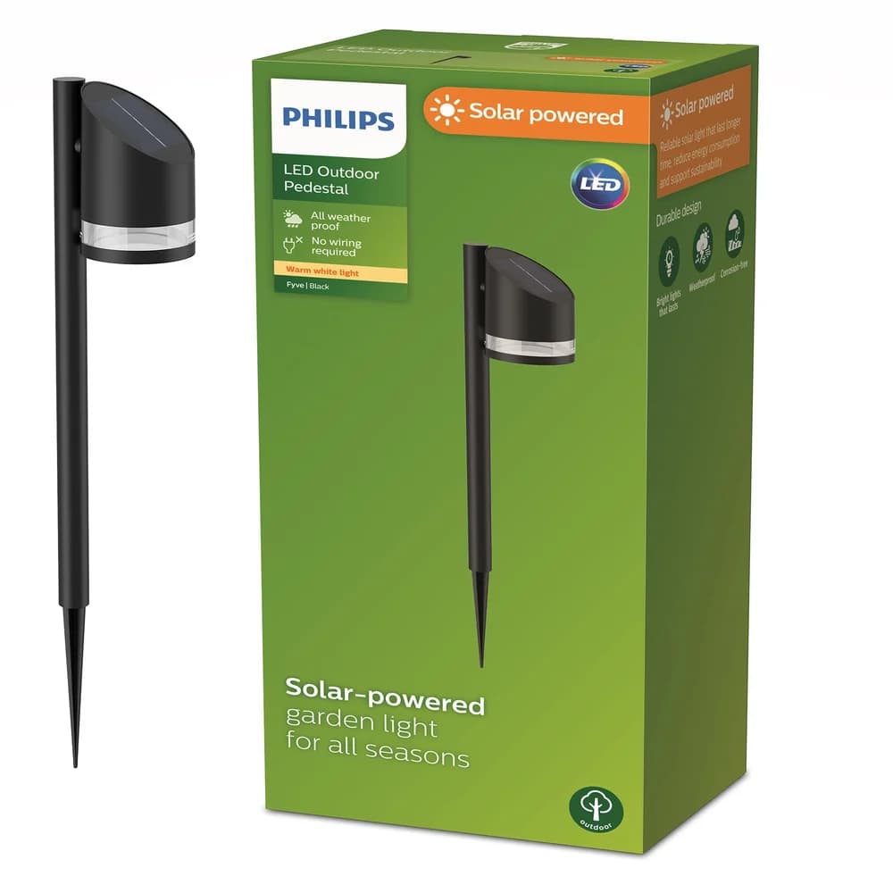 Philips LED Solar Erdspießleuchte Fyve II Schwarz 1,5W IP44