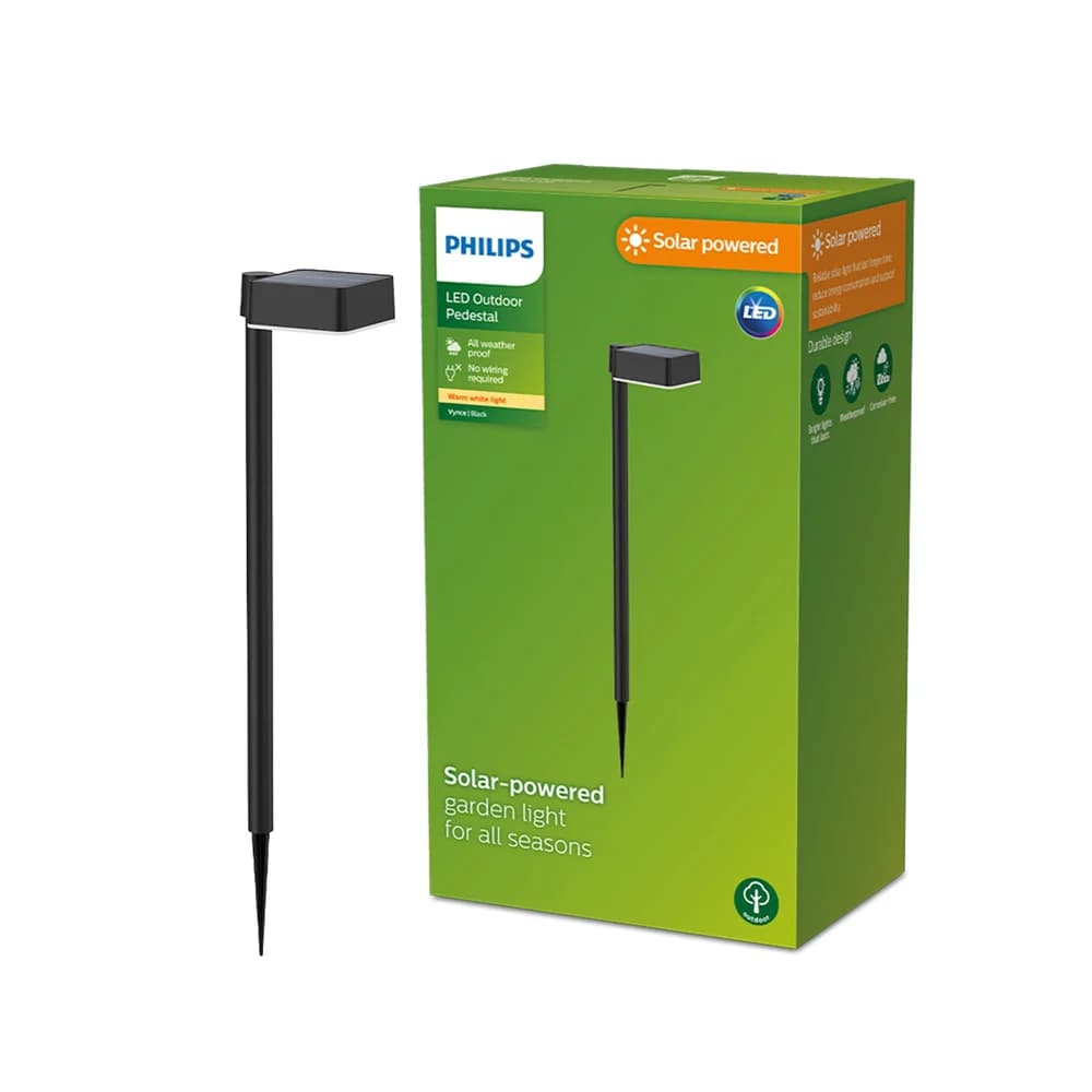Philips LED Solar Erdspießleuchte Vynce Schwarz 1,5W IP44