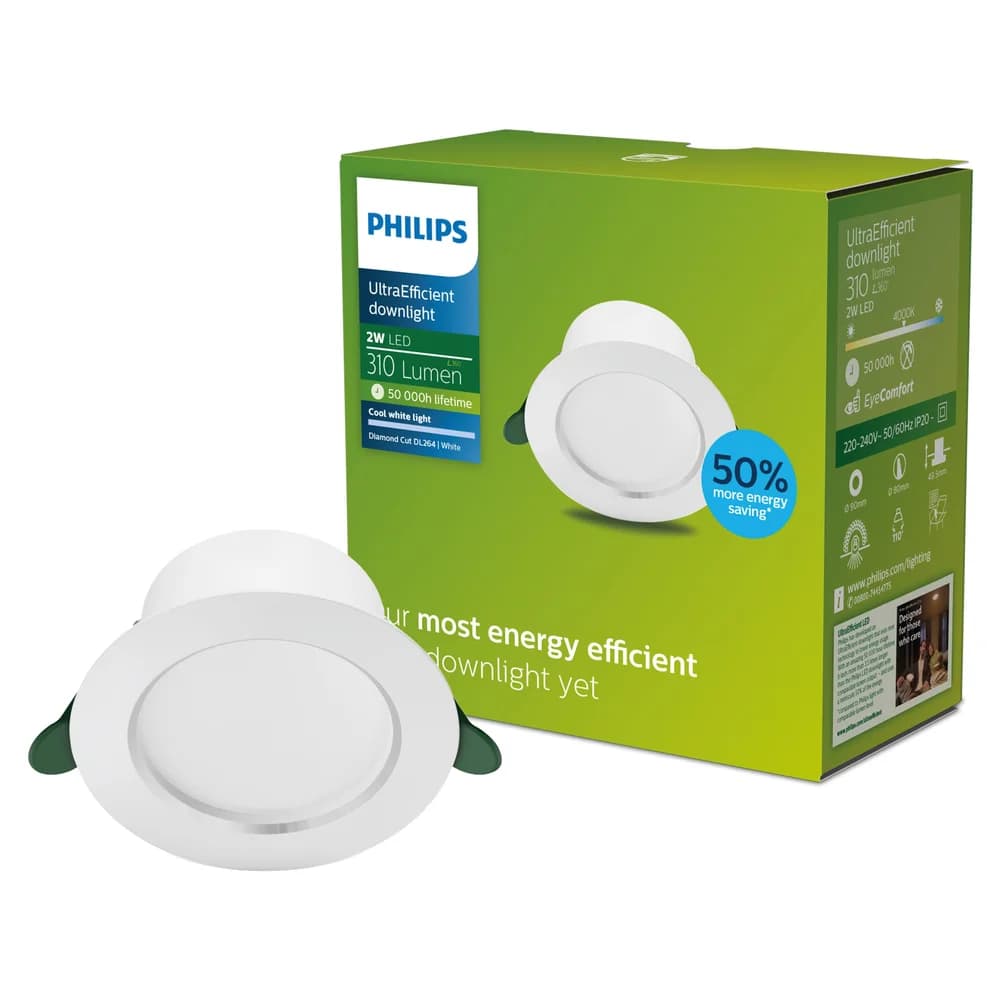 Philips LED Einbauleuchte Cut Ultra-Efficient Einbauspot, 2W, 80cm, neutral (4000K 8720169308107