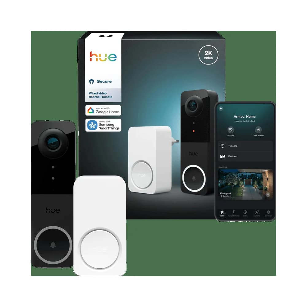 PHILIPS Hue Secure Set: Kabelgebundene Türklingelkamera & smarter Gong, Schwarz