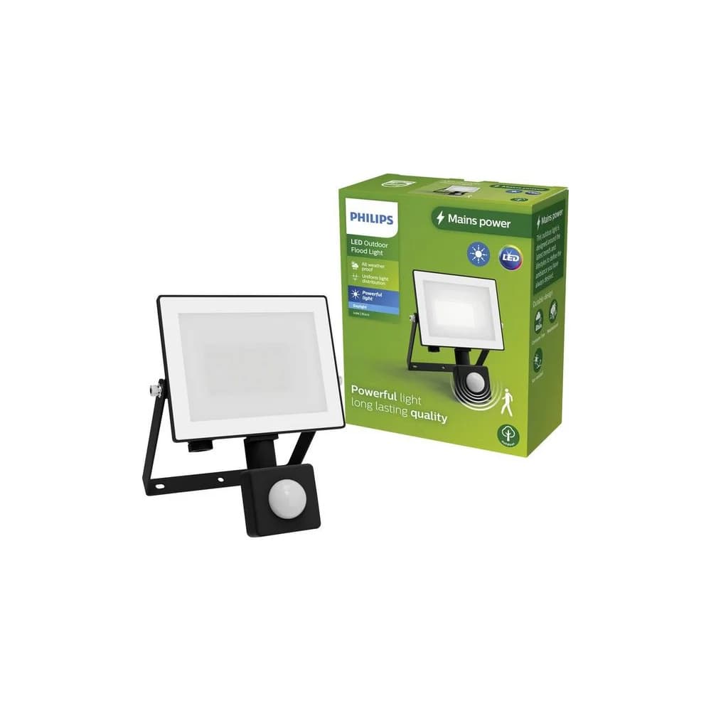 LED-Flutlicht-Reflektor 20W 2050lm 5000K IP65 mit Bewegungs- und Dämmerungssensor Schwarz Lois Philips