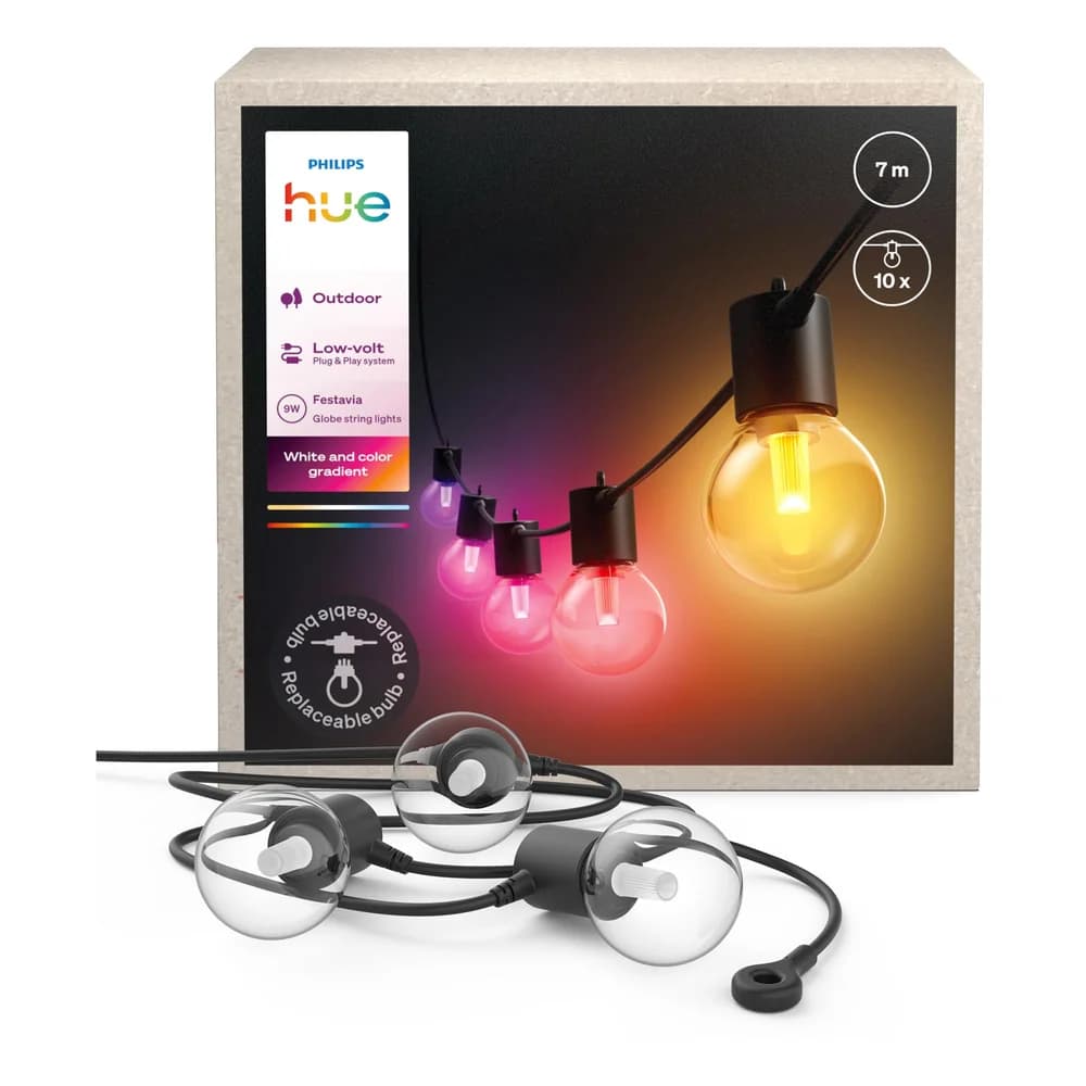 Philips Hue Festavia Globe Outdoor Lichterkette, 7 m , Basis-Set
