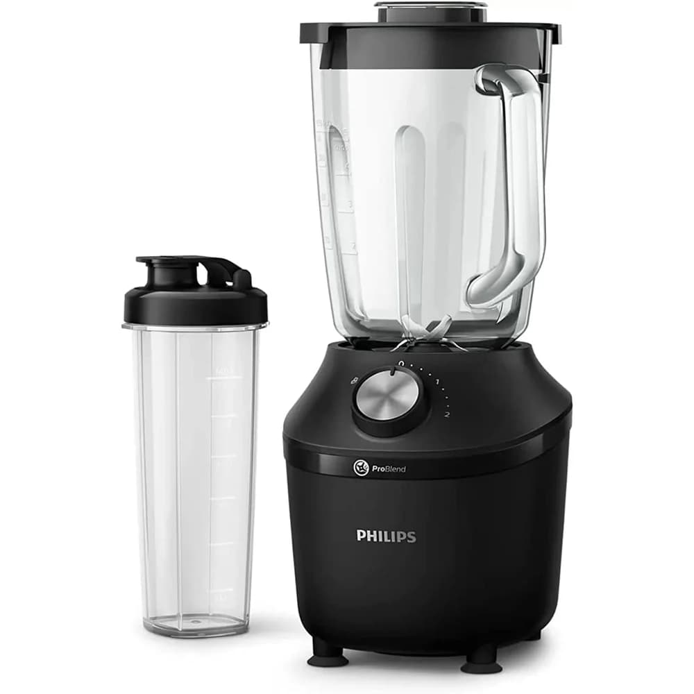 Philips Standmixer 3000 Series, Glasbehälter, 2 Geschwindigkeiten, 1.25 L, 600 W, Schwarz (HR2291/41) - Schwarz