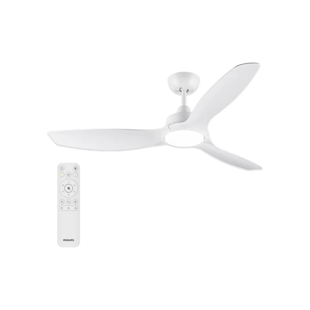 Deckenventilator 35W 132cm LED-Deckenleuchte 24W 2650lm 3000-6500K CCT Weiß + Fernbedienung Fixed Blade Philips