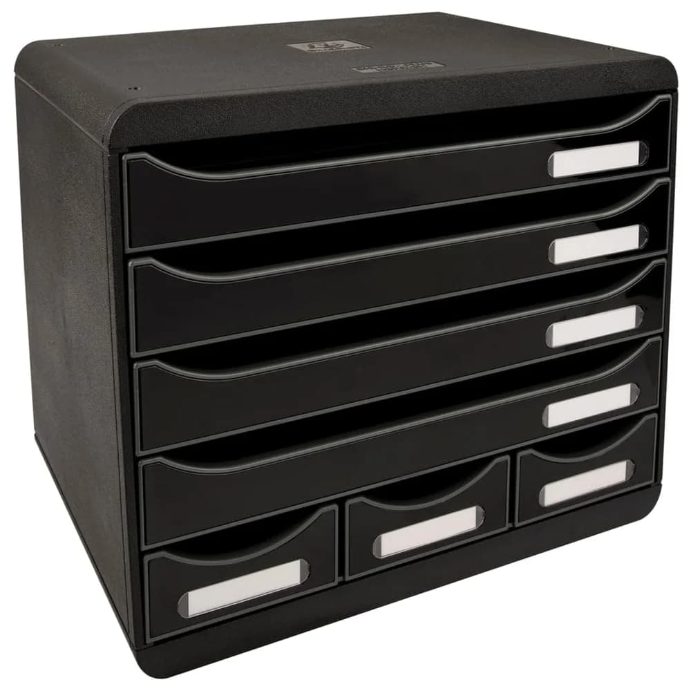 Exacompta 307714D 1x STORE-BOX, 7 offene Schubladen - Schwarz Glossy