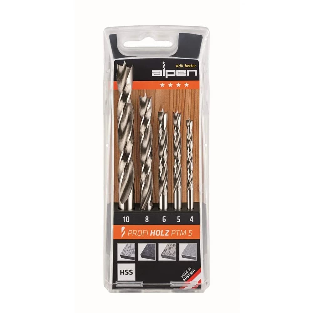 Alpen Holzbohrer HSS Maschinen-Holzspiralbohrer-Set 600114100