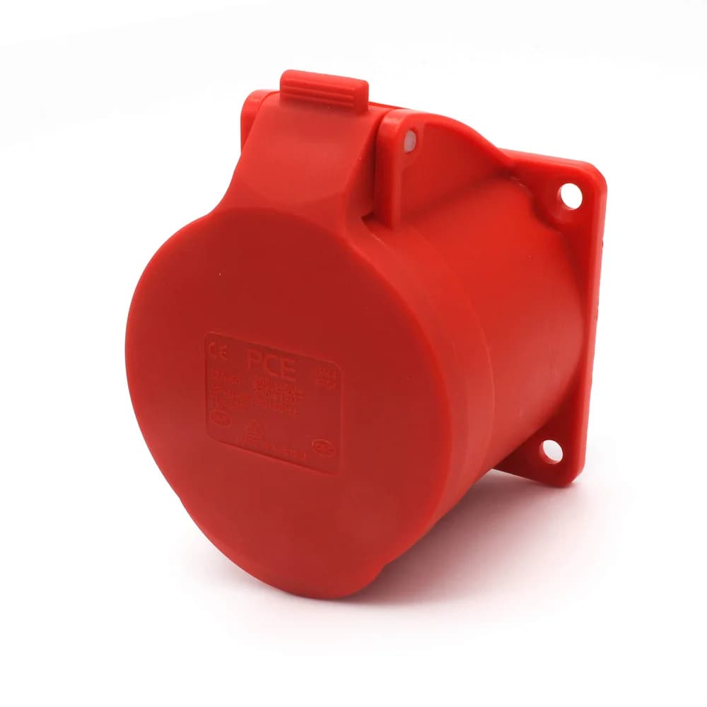 Anbausteckdose 32A/5P Einbausteckdose gerade 6h 400V IP44 rot Typ325 PCE 325-6