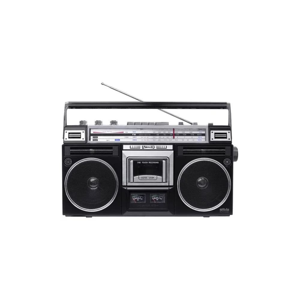 Silva Schneider Retro-Kassettenradio mit Bluetooth® 211100 Radio (Aufnahmefunktion, Inkl. Mikrofon) schwarz