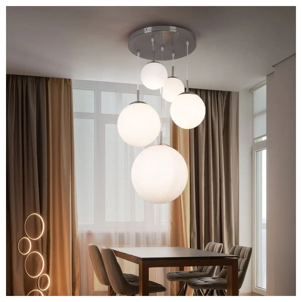 Globo Lighting Hängeleuchte Metall Nickel matt, 2x E27 ILLU - Weiß