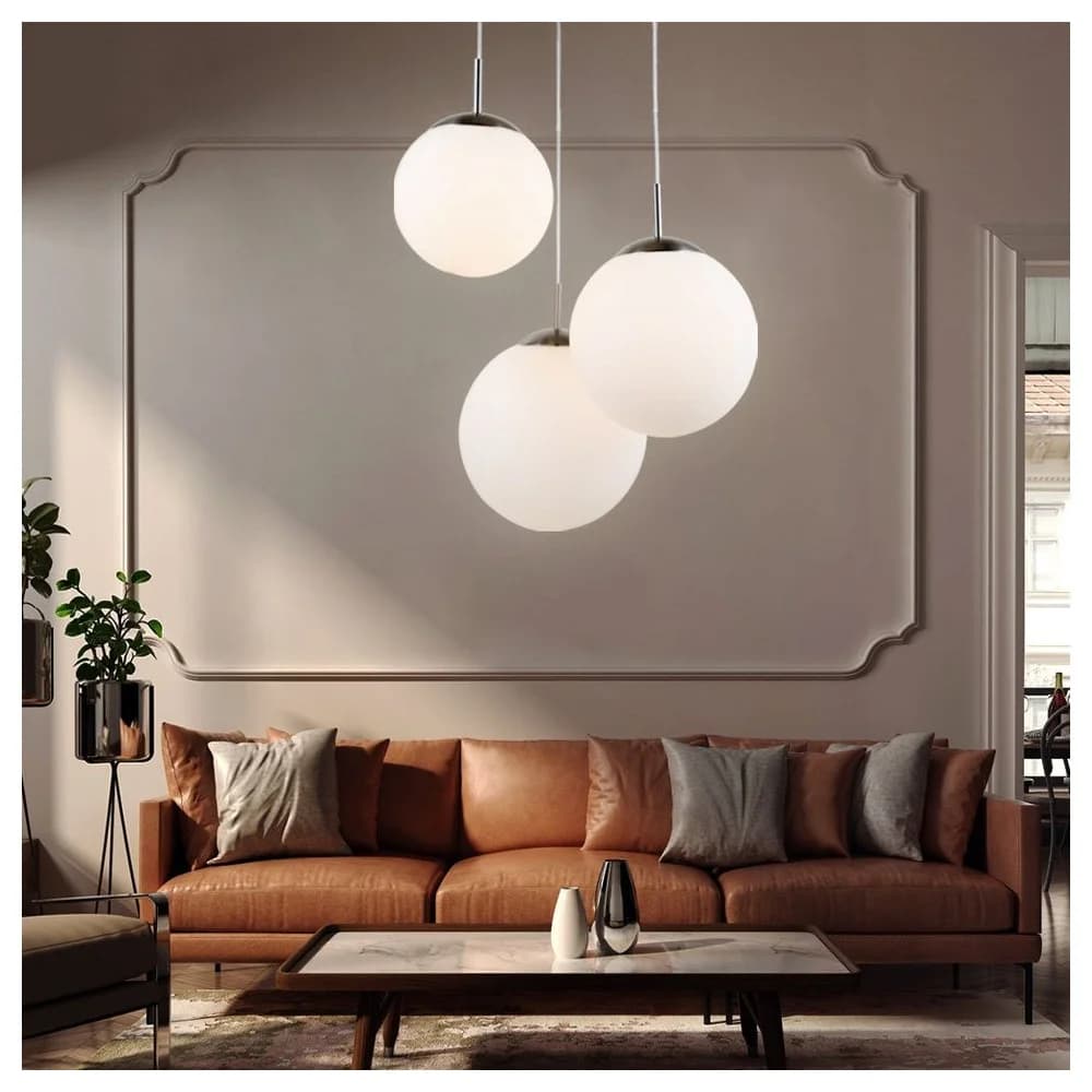 Globo Lighting Hängeleuchte Metall Nickel matt, 3x E27 - Weiß