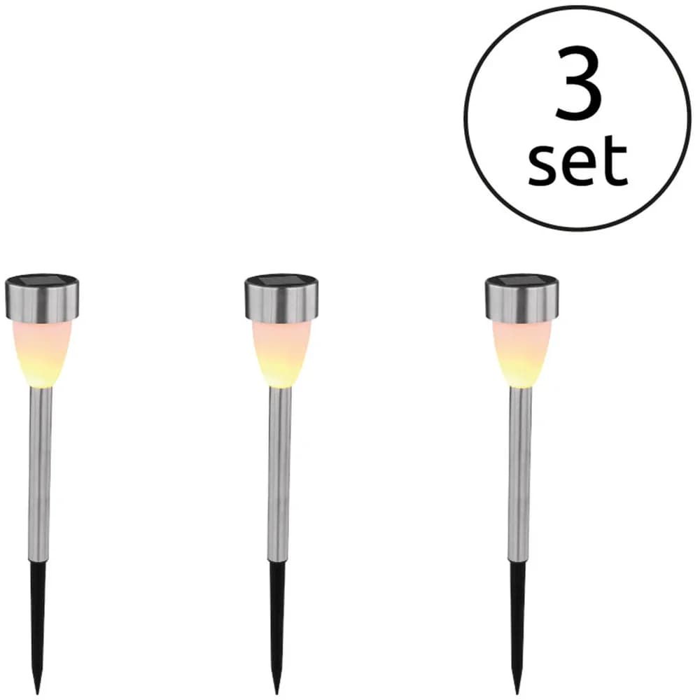 Globo 33576-3 Solarleuchte Edelstahl, 3Xled Solarleuchte Edelstahl, 3X Led