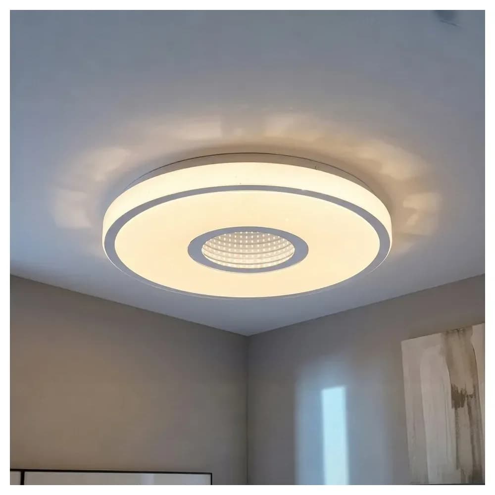 Globo Lighting Deckenleuchte , weiß , Maße (cm): H: 6,5 Ø: 38