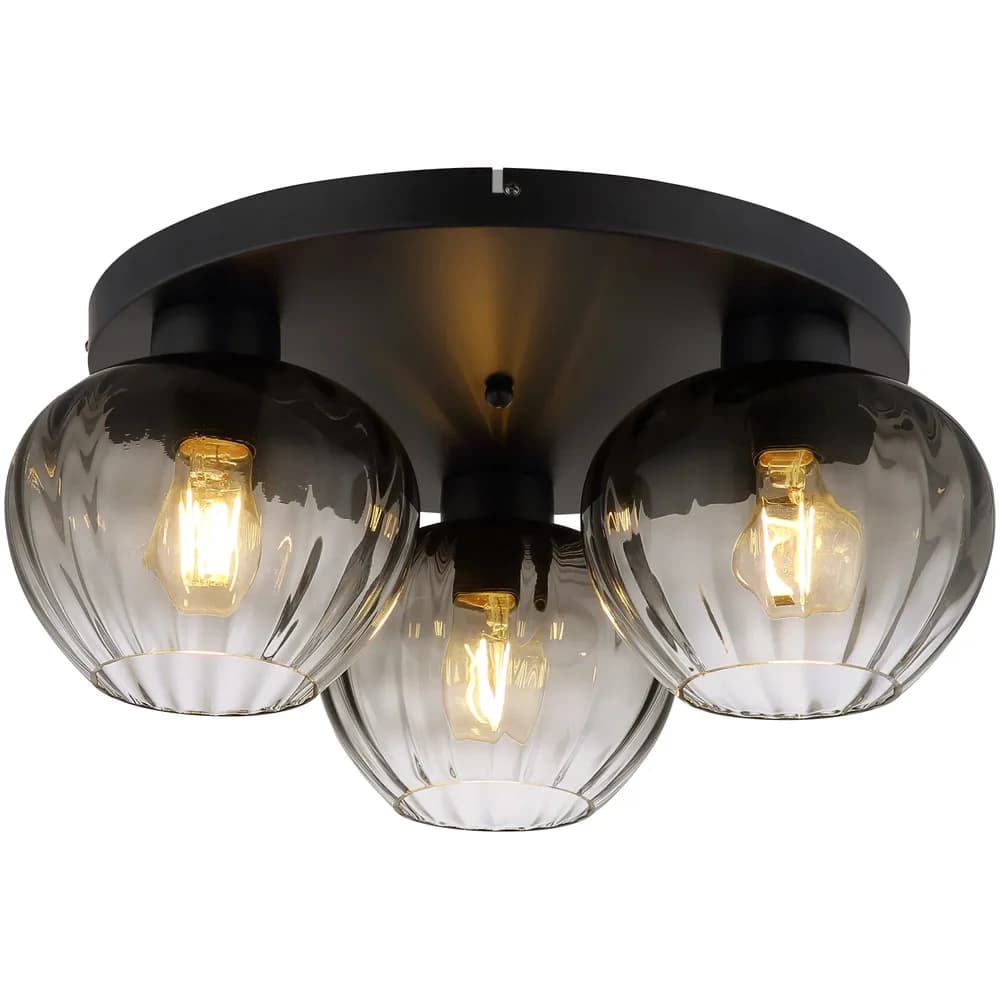 NOWA Deckenleuchte TOY, ohne Leuchtmittel, Deckenlampe, Glas, Wohnzimmer, Esszimmer schwarz